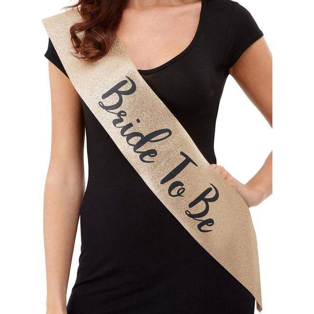 (Bride To Be) Hen Party Sash Deluxe Gold Glittered - Bride To Be, Bride Tribe, Team Bride