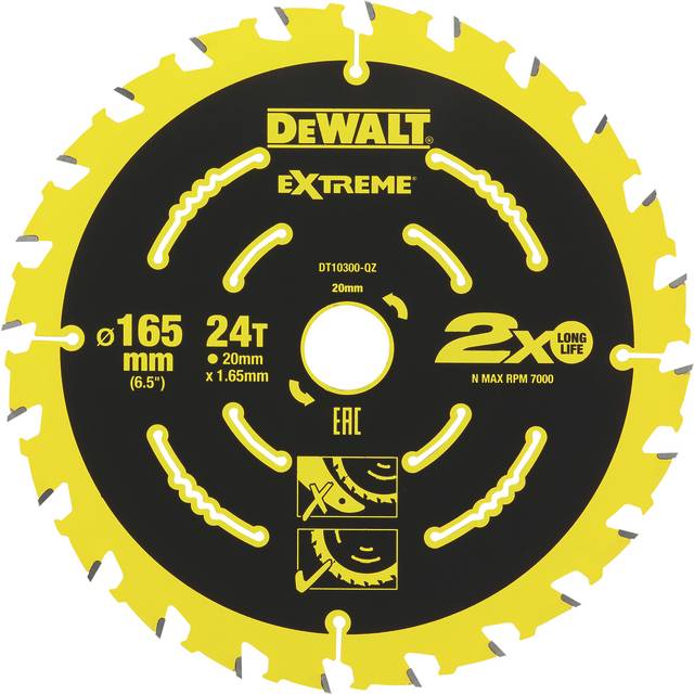 DeWalt Elite Extreme Framing Circular Saw Blades 165mm 24T 20mm