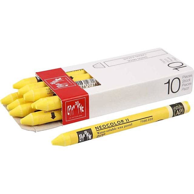 Caran d'Ache NEOCOLOR II 240 citrongel/lemon yellow (7500.240)/pasteller, 10 stycken (1-pack) / av vattenmålningsbart vax/för papper kartong glas trä läder tyg sten