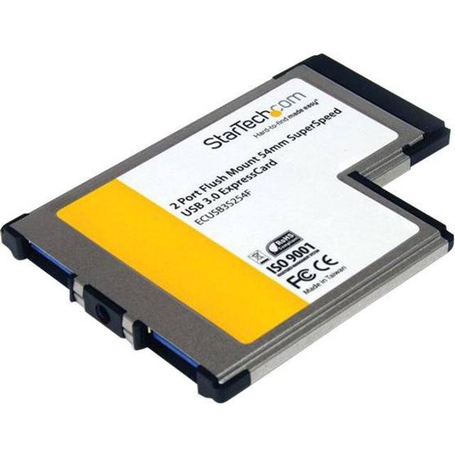 StarTech.com 2 Port Flush Mount ExpressCard 54mm SuperSpeed USB 3.0 Card Adapter with UASP - Dual Port Laptop ExpressCard USB 3 Controller (ECUSB3S254F) - USB-adapter - ExpressCard - USB 3.0 x 2 - för P/N: S2510BU33PW, S251BMU3FP, S251BU31315, S3540BU33E,