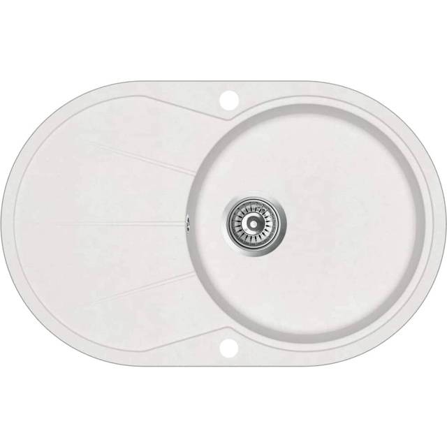vidaXL Granite Kitchen Sink Single Basin Oval White