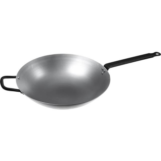 Wokpanna kolstål 38 diameter cm rund botten