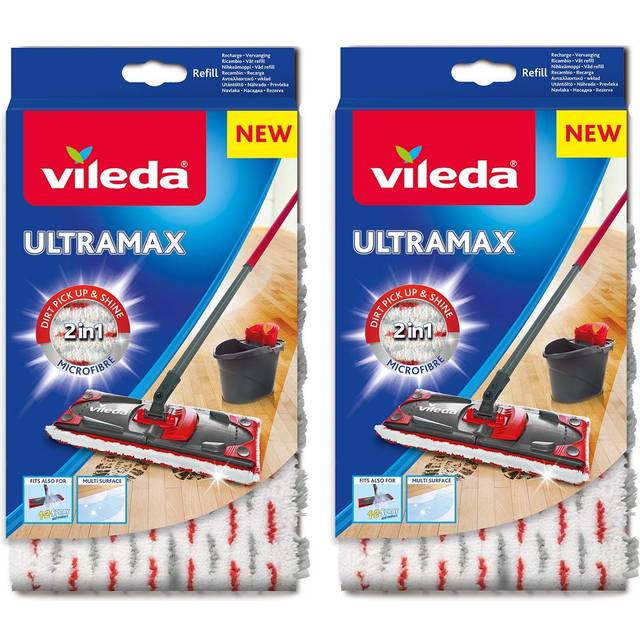Vileda Ultramax/1-2 Spray Replacement Mop Head Microfibre Pads - Pack of 2
