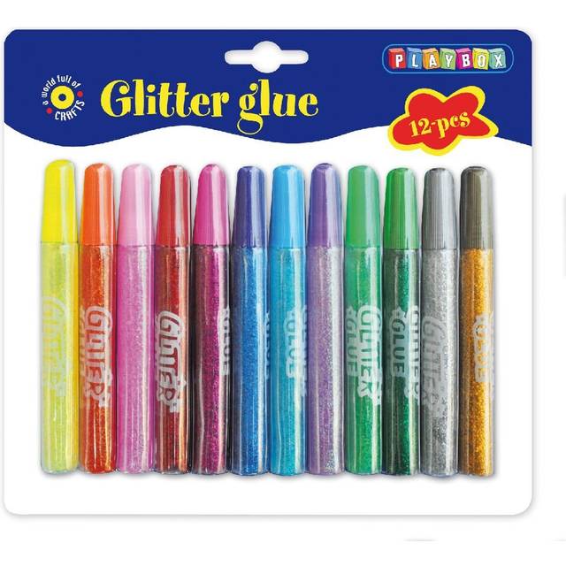 Glitterlim - Mixade Färger - 12 st - 156 ml
