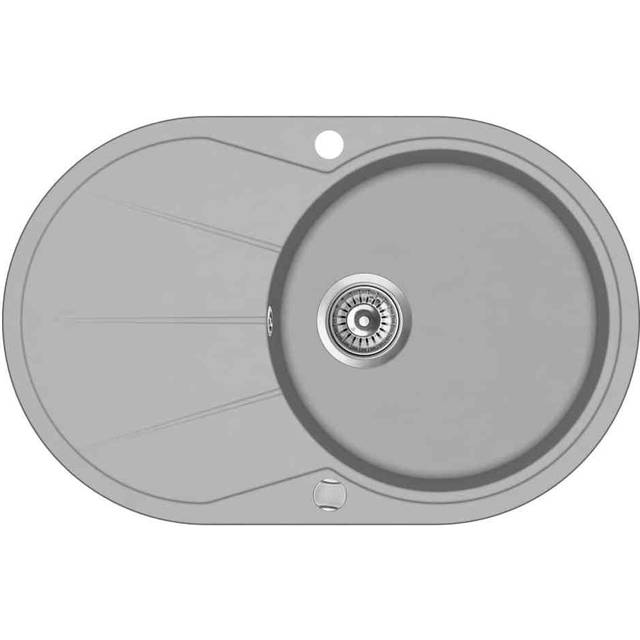 vidaXL Granite Kitchen Sink Single Basin Oval Grey