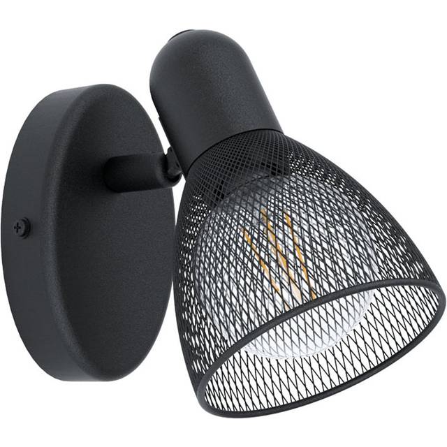 EGLO Carovigno-vägglampa med 1 lampa, modern, klassisk, minimalism, väggspotlight inomhus av stål, vardagsrum i svart, halllampa, spotlight med E14-sockel