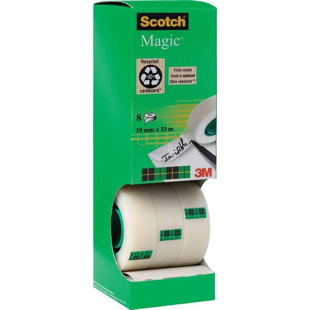 Scotch Magic Tape – 1 rulle, 19 mm x 33 m – osynlig tejp för allmänna ändamål för reparation, märkning och tätning av dokument