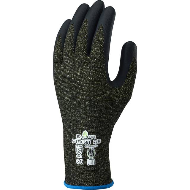 Showa Kevlar Gloves, Nitrile Coated, Yellow/Black, Size 8 - black | yellow