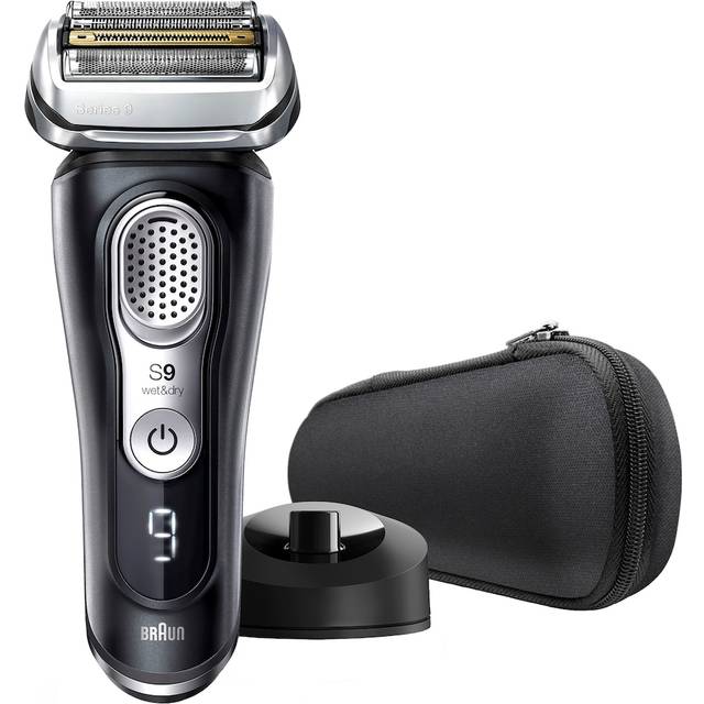 Braun Series 9 9340s, Electric Shaver, Rechargeable and Cordless Razor, Noir, with Charging stand and Fabric Travel Case, Wet and Dry, Foil Shaver, Li-Ion Battery for longer lasting shaving (60 min), 100% Waterproof, Black