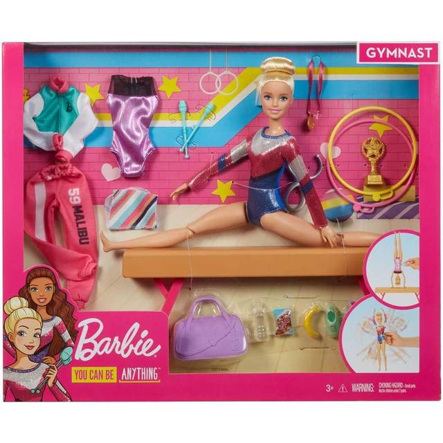 Barbie GJM72 - Barbie Gymnast lekset med Docka, Balansbom och Fler än 15 Tillbehör, för Barn från 3 till 7 år
