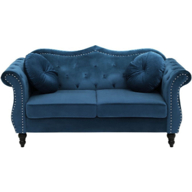 Beliani 2 Seater Velvet Sofa Navy Blue Skien, Blue