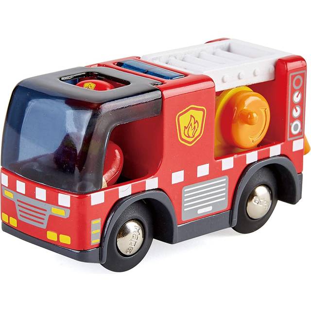 Hape Fire Truck with Siren | 2-Piece Fire Truck  Fireman Toy Set