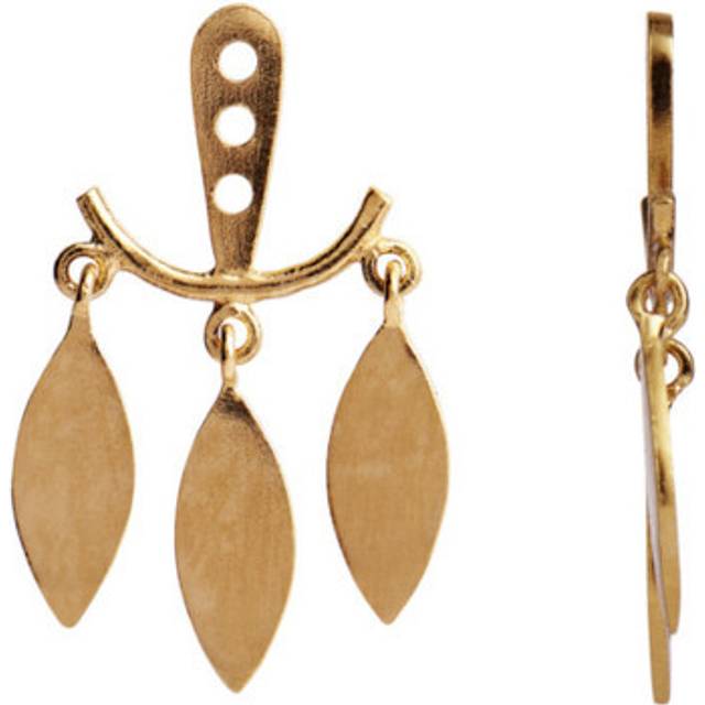 Dancing Three Leaves Behind Ear - Förgyllt-Silver Sterling 925 (Onesize)
