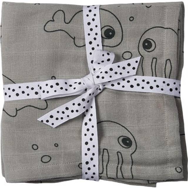 Done By Deer  Filt Sea Friends 70x70 2-pack Mustard