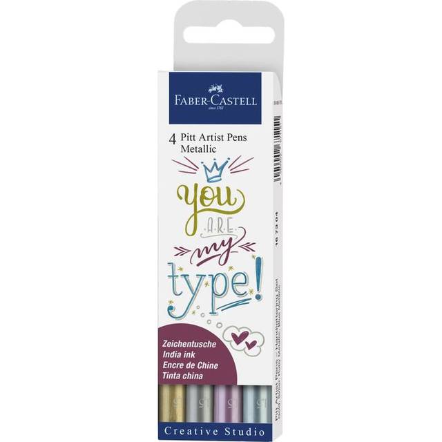 Faber-Castell India Ink Pitt Pen Wallet - Set of 4 Pens - METALLIC