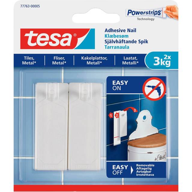 Tesa Självhäftande spik för kakel & metall, 3 kg, 2 st