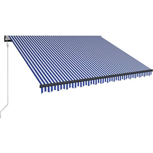 vidaXL Markis manuellt infällbar med LED 450x300 cm gul och vit