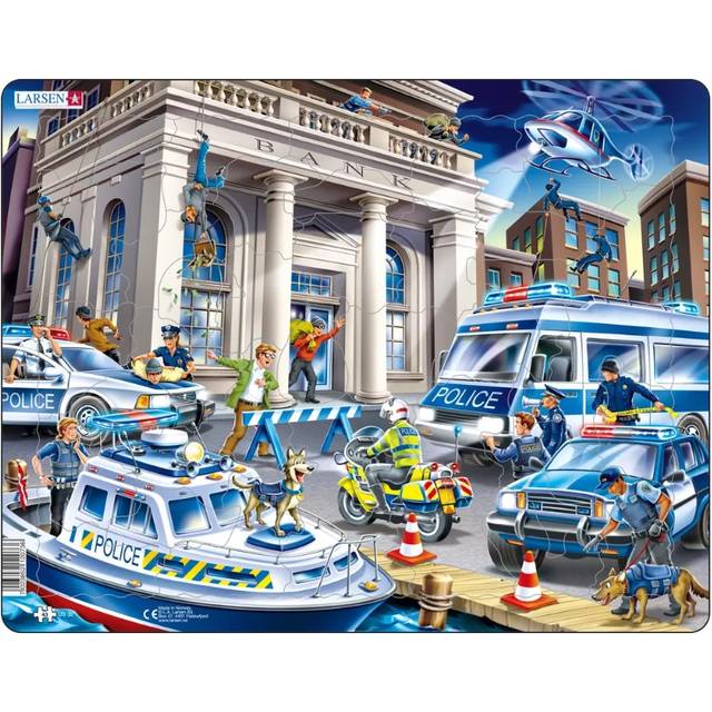 US32 Police Catching the Bank Robbers, Neutral Edition, 43 Piece Boxless Tray & Frame Jigsaw Puzzle