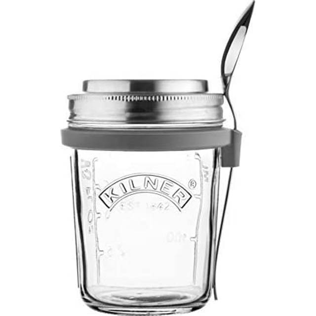 Kilner Frukostset glasskål + sked 0,35 L - Silverfärgad