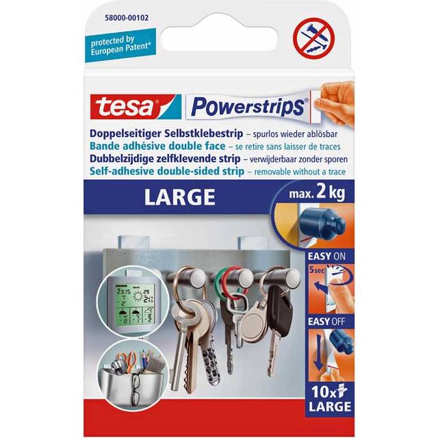 tesa Power Strips Robusta Självhäftande Remsor, 10 Stycken
