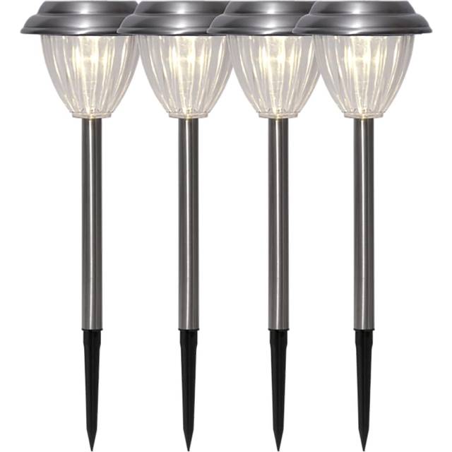 Solcellspollare Palma 12 x 28 cm 4-pack - Silver