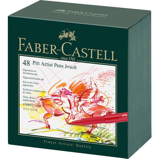 Pitt Artistpen Brush, set med 48st Artistpennor i Atilierbox, Faber-Castell 167148