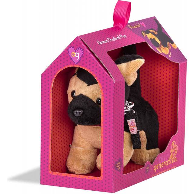 Vår generation – Docktillbehör – tysk schäferhund gosedjur – 15 cm husdjur plyschhund – tillbehör för 46 cm dockor – leksaker för barn från 3 år