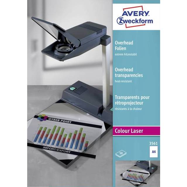 Avery Zweckform 2502 Overhead Projector Transparencies DIN A4 with Special CoatingBatch Processable 011 m Thick 50 Sheets