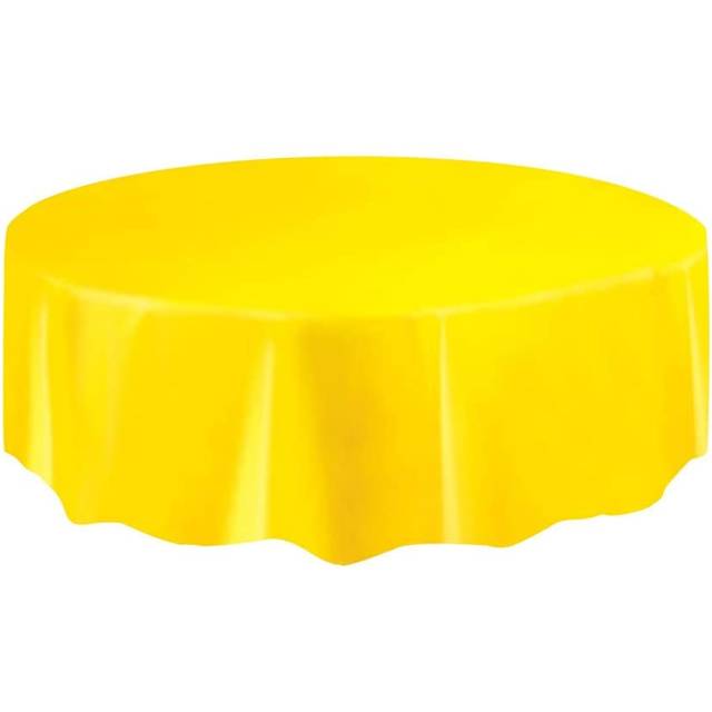 Yellow Round 84" Plastic Tablecover