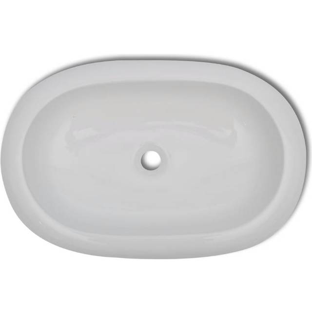 vidaXL Luxury Ceramic Basin Oval-shaped Sink White 63 x 42 cm