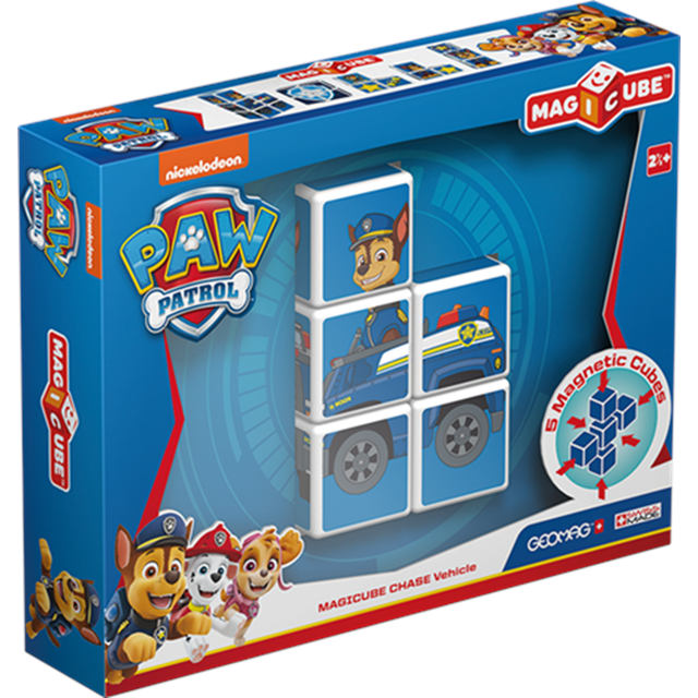 Geomag Magicube Paw Patrol 079 - Chase’s Police Car - Magnetic Constructions, 5 Cubes