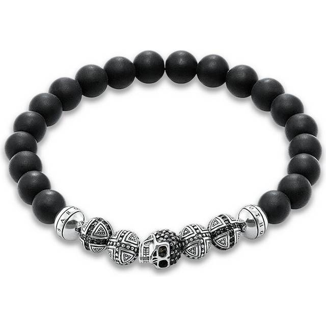 Thomas Sabo Womens Black Skull Sterling-silver Obsidian and Cubic Zirconia Beaded Bracelet L - BLACK