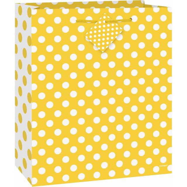 Unique Industries  Medium Gift Bag  9 x 7 inches - Yellow Polka Dot