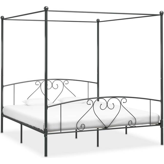vidaXL Bed Frame without Mattress with Canopy White 180x200 cm Super King Metal