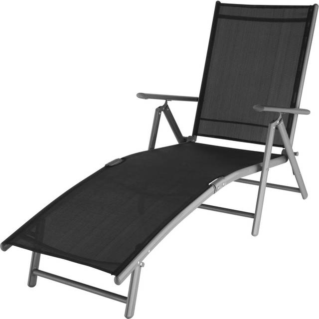 Sun Lounger Marisol - foldable, 7-step backrest, aluminium frame - black/silver