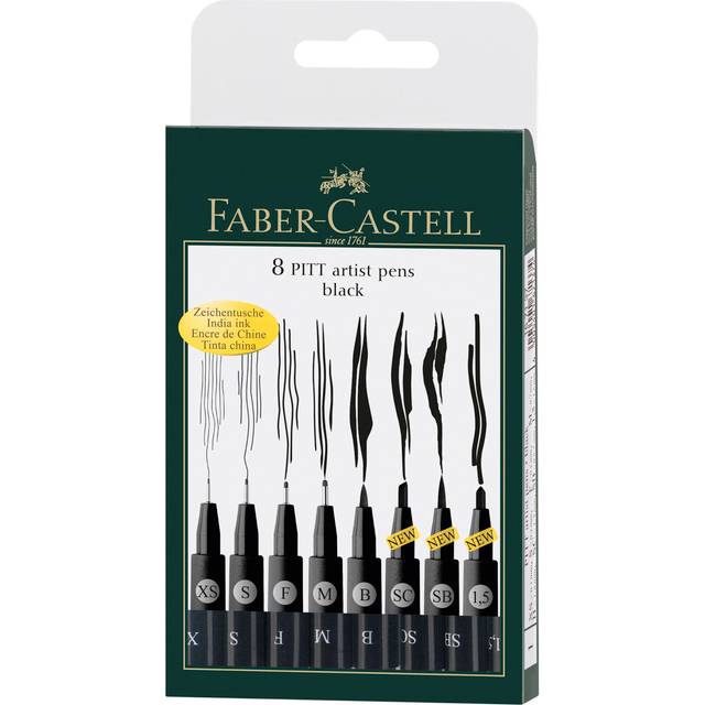 Faber Castell Drawing Pen Pitt Artist Set 8x Black