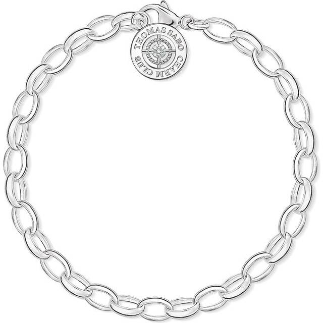 THOMAS SABO Silver Diamond Oval Belcher Bracelet DCX0001-725-14-14.5cm