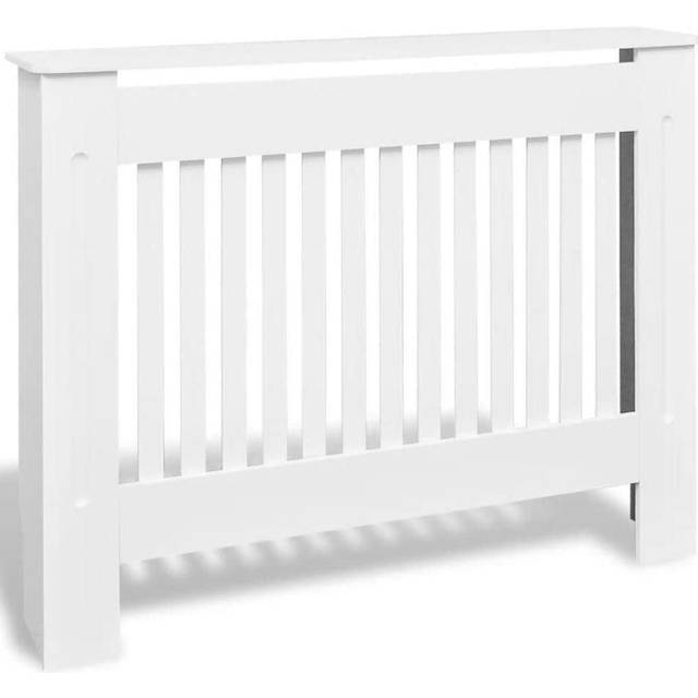 vidaXL White MDF Radiator Cover Heating Cabinet 112 cm