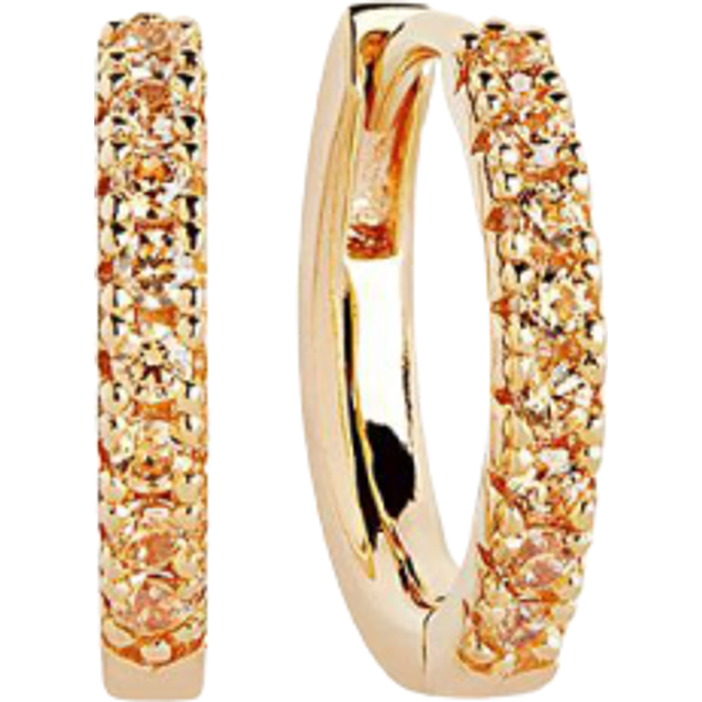 Sif Jakobs Ellera Earrings - Gold with Yellow Zirconia - Gold,Yellow - Diameter 14mm, Diameter 2mm