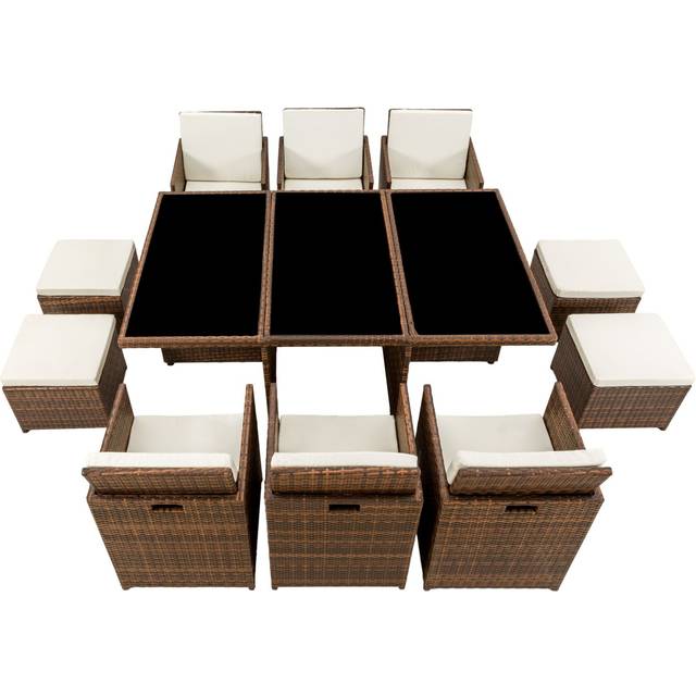 tectake New York 10 Seater Garden Dining Table Set Nature - Brown