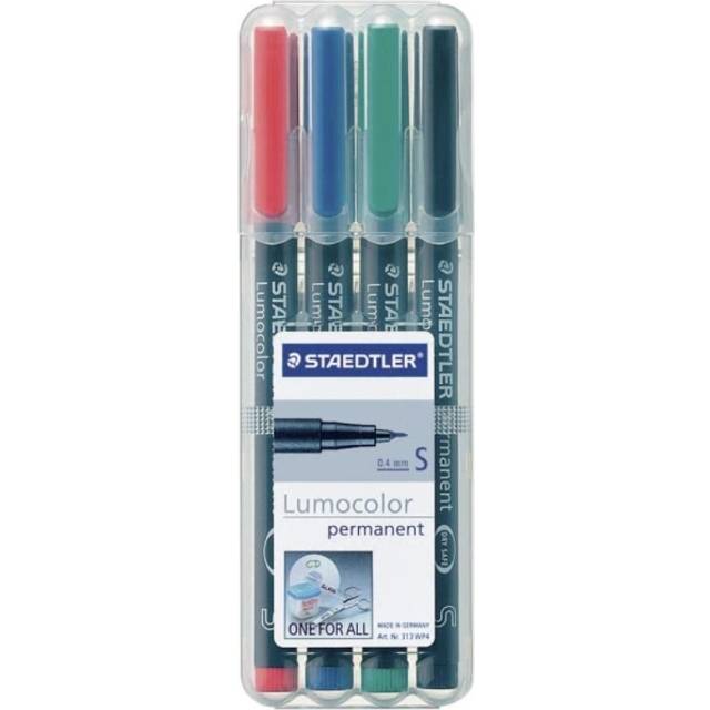 Staedtler 313 Lumocolor Permanent Pen 0.4MM Superfine Tip - (Wallet-4) - assorted