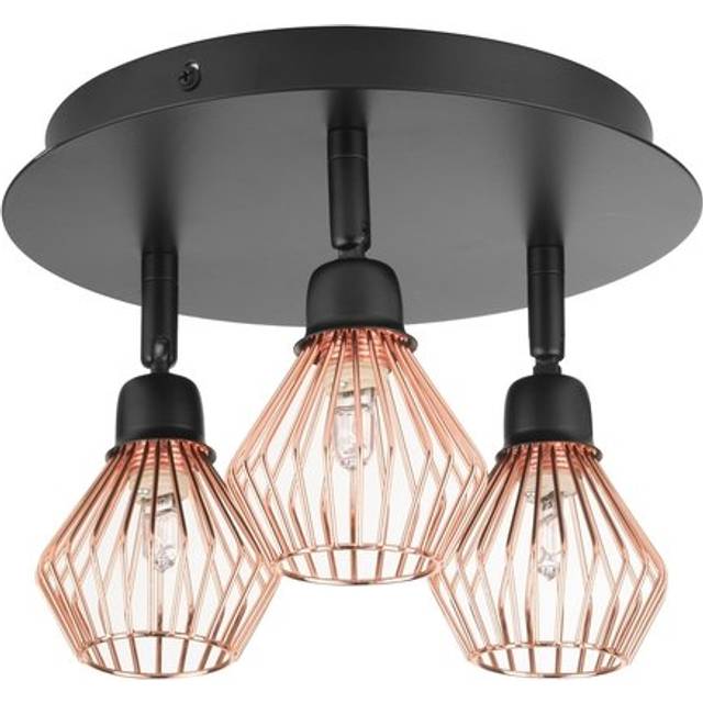 Beliani 3 Light Spotlight Volga Adjustable Metal Black, Brown