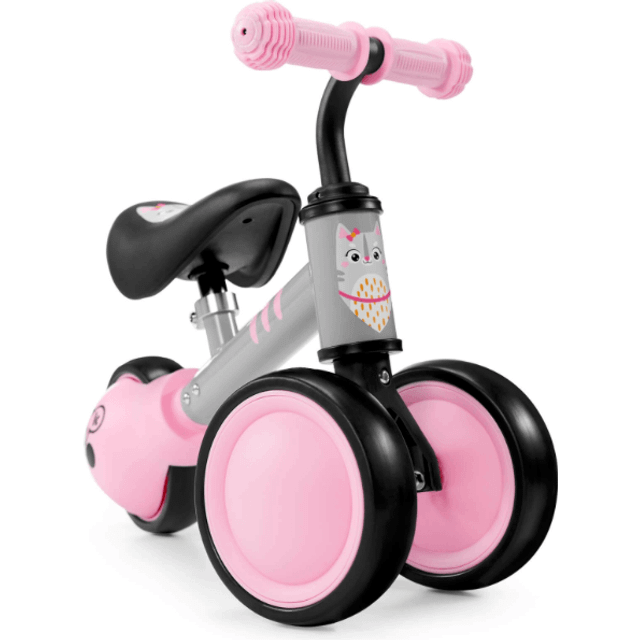 Kinderkraft Balanscykel CUTIE, balanscykel med stödhjul, springcykel, gåcykel, cykel utan pedaler, trehjuling, i metall, modern design, säker konstruktion, för barn från 1 år, rosa