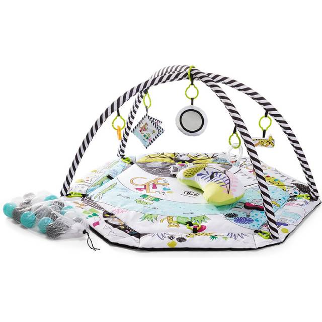 kk Kinderkraft Babygym SMARTPLAY, lekmatta, aktivitetsgym, med justerbar lekbåge, fungerar som lekhage, tillbehör, hängande skallra, 5 leksaker, 30 bollar, för nyfödd, lämplig från födseln