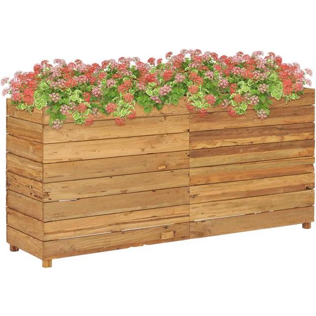 Blomlåda upphöjd 150x40x72 cm återvunnet teakträ och stål