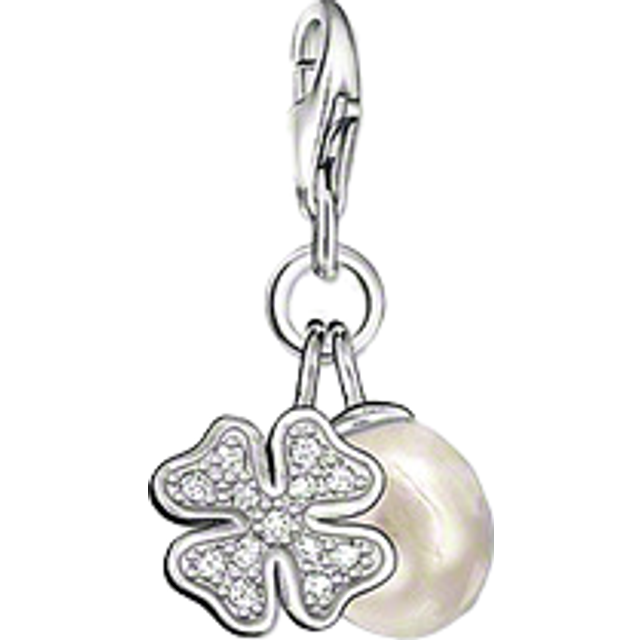 THOMAS SABO Silver Cubic Zirconia Clover and Freshwater Pearl Charm 0831-167-14