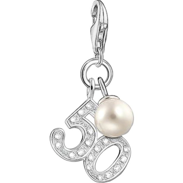 THOMAS SABO Silver Pave Freshwater Pearl 50 Charm 1241-167-14 50