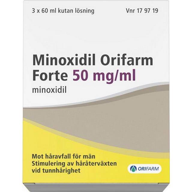 Minoxidil Orifarm Forte, kutan lösning 50 mg/ml, 3 X 60 ml