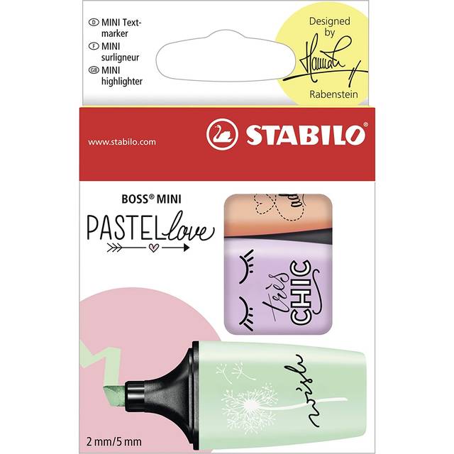 STABILO Highlighter BOSS MINI Pastellove - Pack of 3 - turquoise  blush  mint green