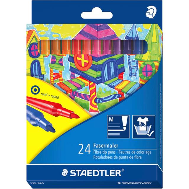 STAEDTLER 325 C24 Fibre-Tip Colouring Pen, 1.0mm Fine Tip - Assorted Colours (Pack of 24)